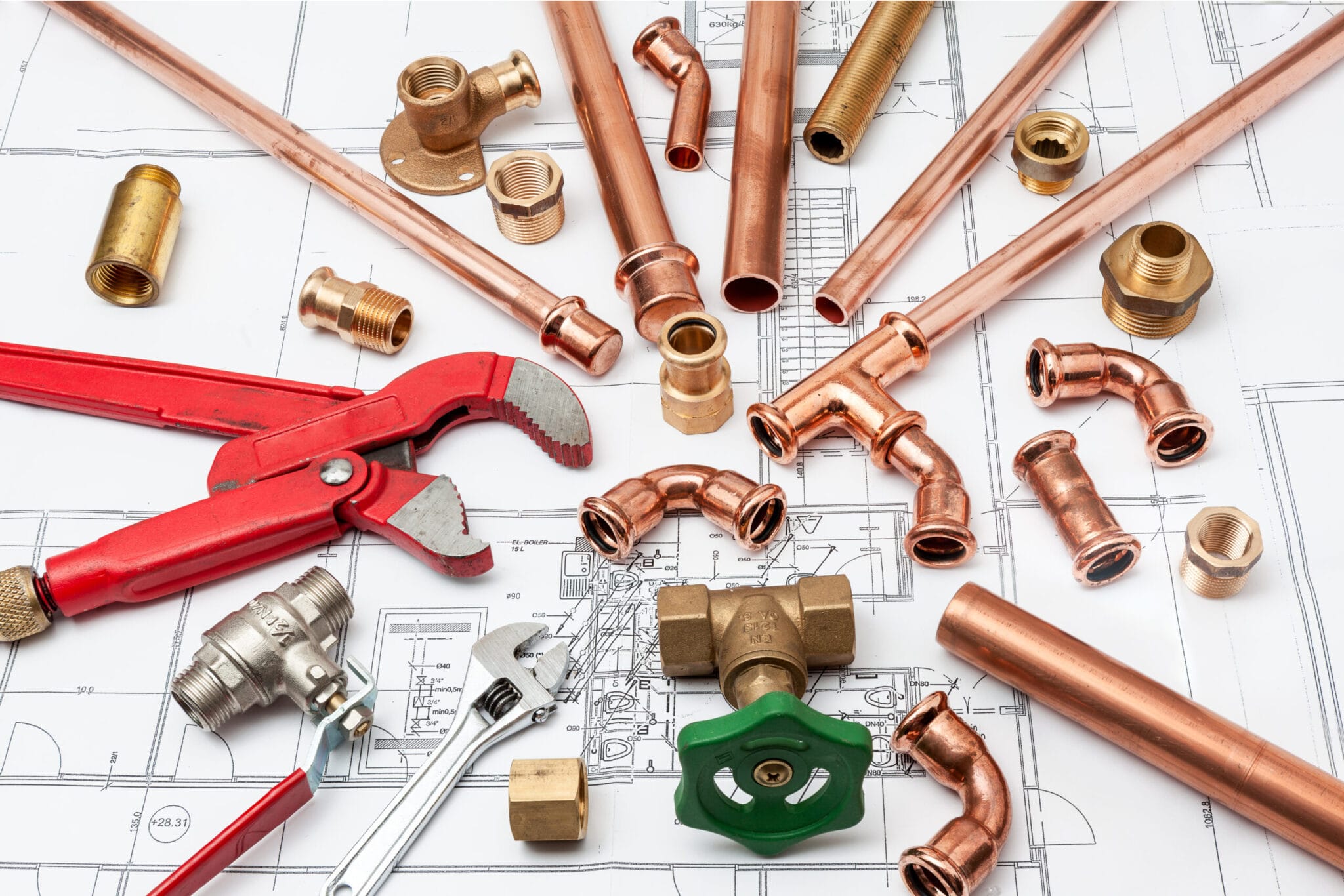 Copper pipe fittings and plumbing parts for Morgan Hill, California repairs