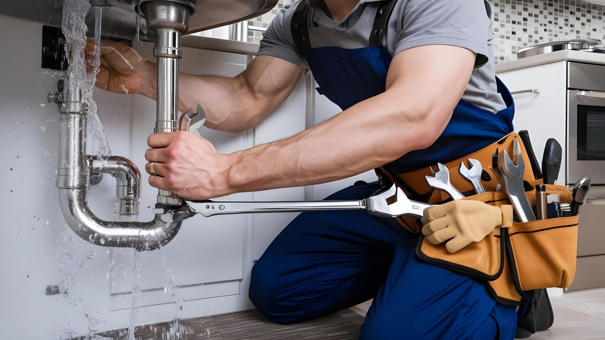 Plumber tightening a residential plumbing pipe in Morgan Hill